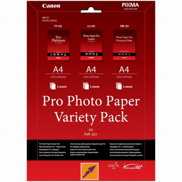 Canon fotopapír Pro Photo Variety Pack A4 (LU+PT+PM) 5+5+5