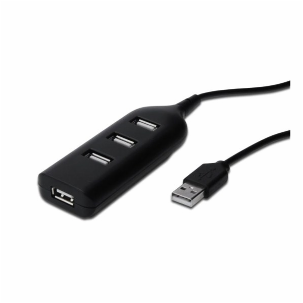 Digitus USB 2.0 hub, 4-porty, černý bez napájecího zdroje