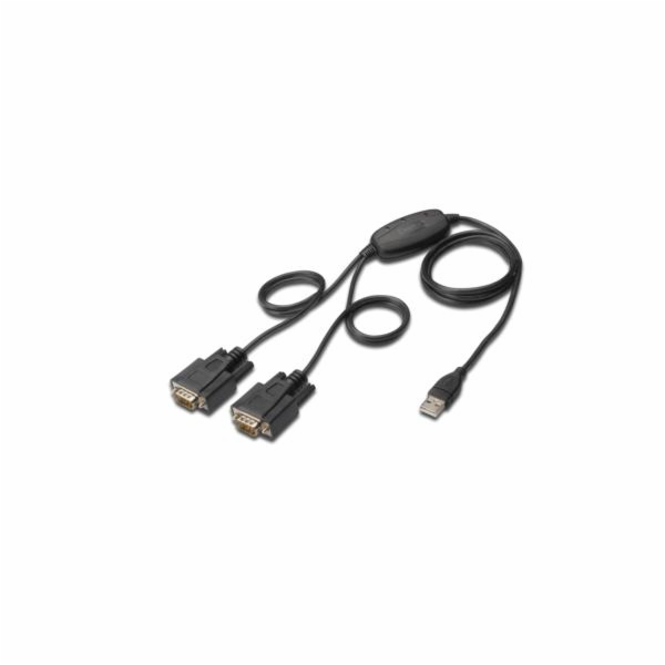 Adaptérový kabel Digitus USB 2.0, USB-A samec > 2x sériov...