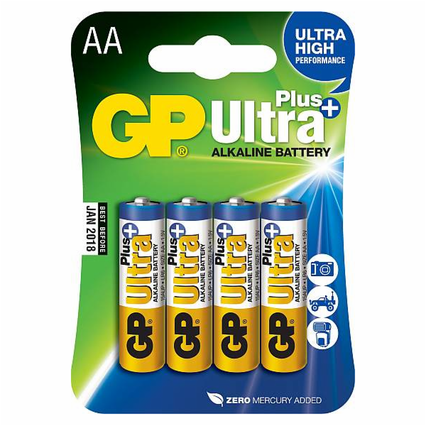 Baterie AA (R6) alkalická GP Ultra Plus Alkaline  4 ks