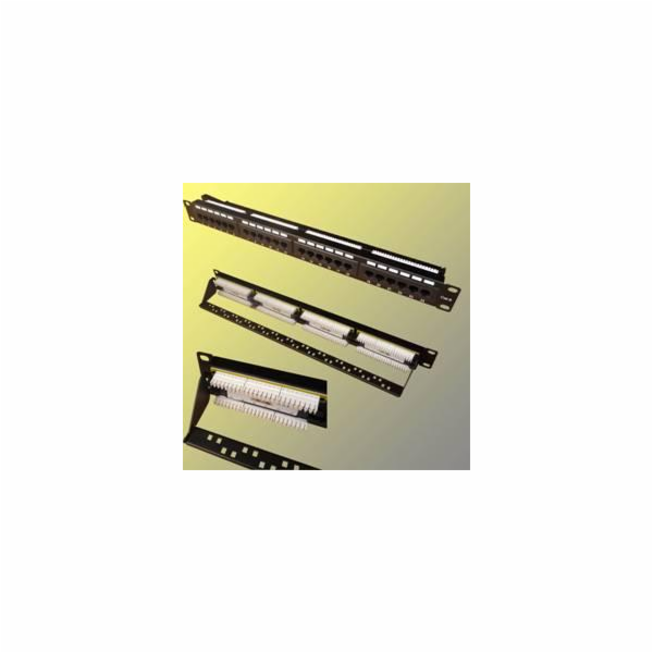 Patch panel 24p.Cat6 UTP s vyvázáním, černý