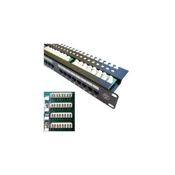 DATACOM Patch panel 24x RJ-45,Cat5e UTP, 19" s vyvázáním,...