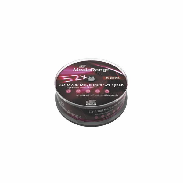 MEDIARANGE CD-R 700MB 52x spindl 25ks