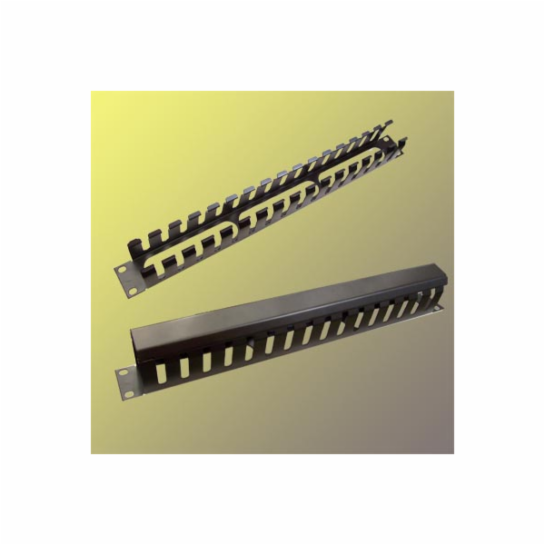 Vyvaz.panel 19"1U kov Lišta Průchozí černý 65mm hl