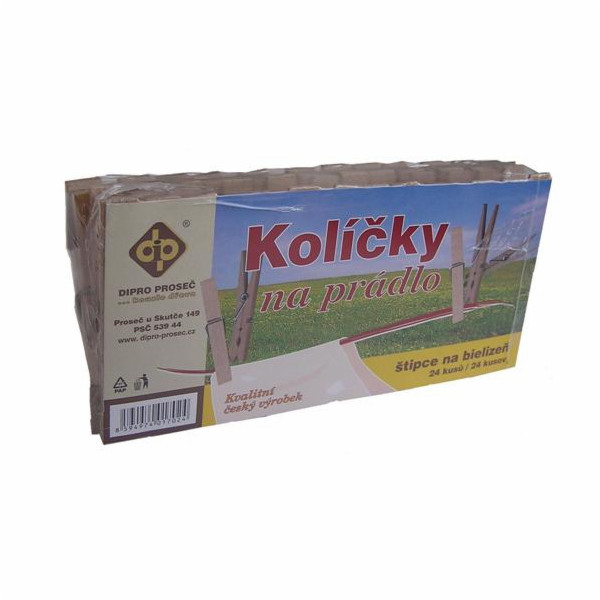 kolíčky 24ks dřevěné prádelní