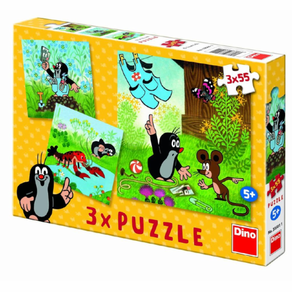 Dino Puzzle Krteček a kalhotky 3x55 dílků