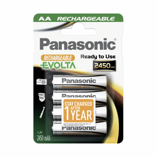 4ks Panasonic NiMH AA 2450 mAh Rechargeable Evolta