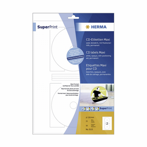 Herma CD-Etikety kulate 116 25 listu DIN A4 50 kus 5115