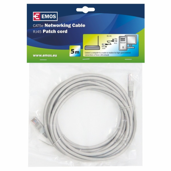 Kabel EMOS RJ-45 M, RJ-45 M, 5m, šedý S9125