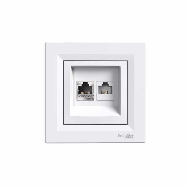 Asfora - zásuvka datová RJ45, kat.5e UTP + RJ11 -