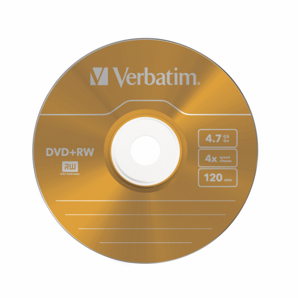 1x5 Verbatim DVD+RW 4,7GB 4x Speed Colour Surface Slimcase