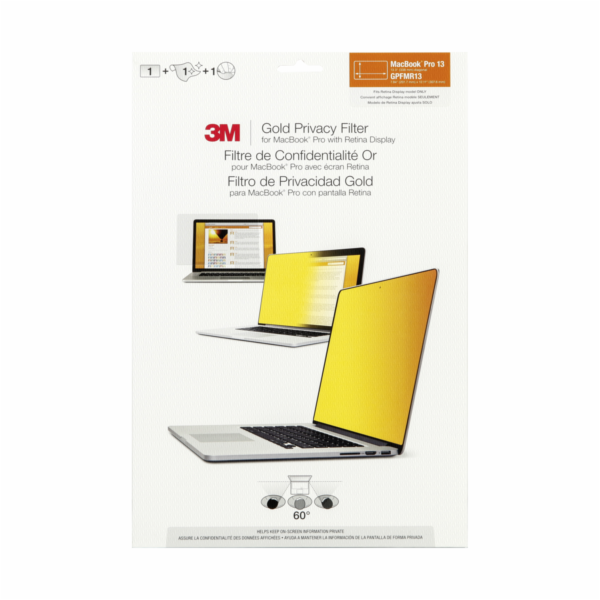 3M GFNAP004 Privacy Filter Gold Apple MacBook Pro 13  Retin