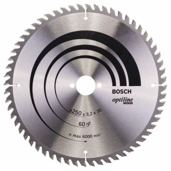 Pilový kotouč Bosch Optiline Wood, O 250mm, 60Z