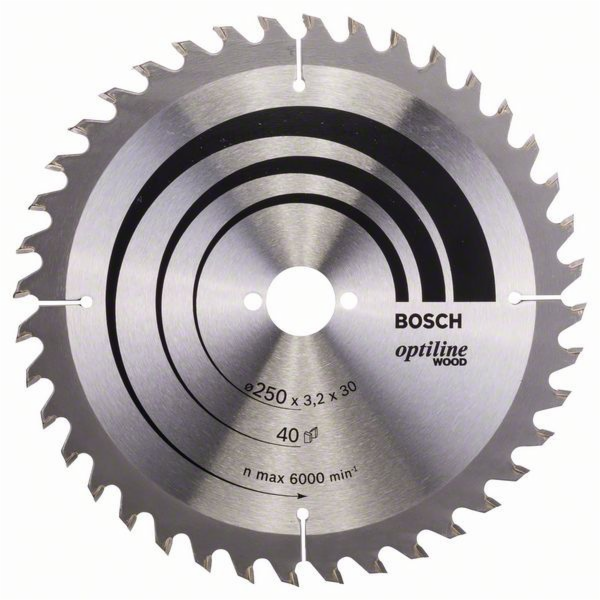 Pilový kotouč Bosch Optiline Wood, O 250mm, 40T