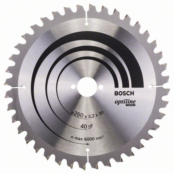 Pilový kotouč Bosch Optiline Wood, O 250mm, 40T