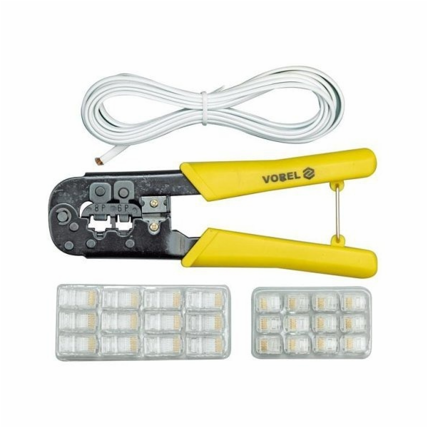 Kleště konektorové + kabel 2,5m, na konektory RJ 11, 45, ...