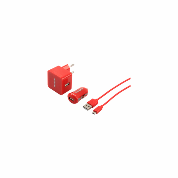 SENCOR Nabíječka SCO 516-000RD USB KIT 1M/WALL/CAR SENCOR