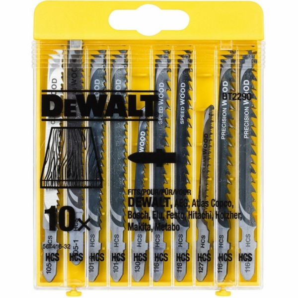 10-dílná sada do dřeva pro přímočaré pily DeWALT DT2290