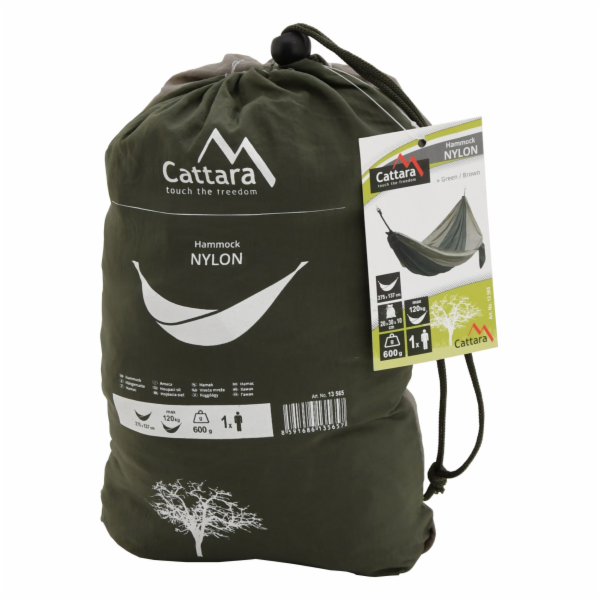 Houpací síť NYLON 275x137cm zeleno-hnědá CATTARA