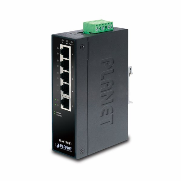 Planet ISW-501T, 5x 10/100, DIN,IP30, rozšířený teplotní ...