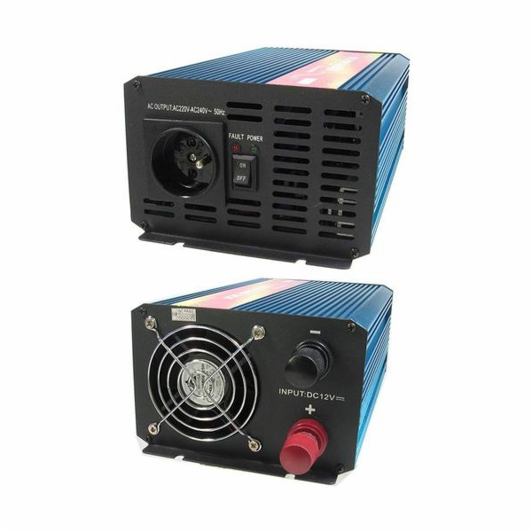 Měnič napětí Carspa P1000-12, 12V/230V1000W čistá sinusovka