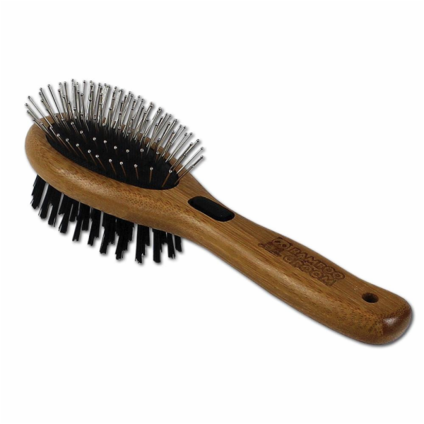 Bamboo Groom Malý kartáč kombinovaný se štětinami a nerez...