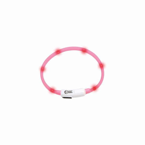 Karlie LED světelný obojek pro kočky růžový obvod 20-35cm