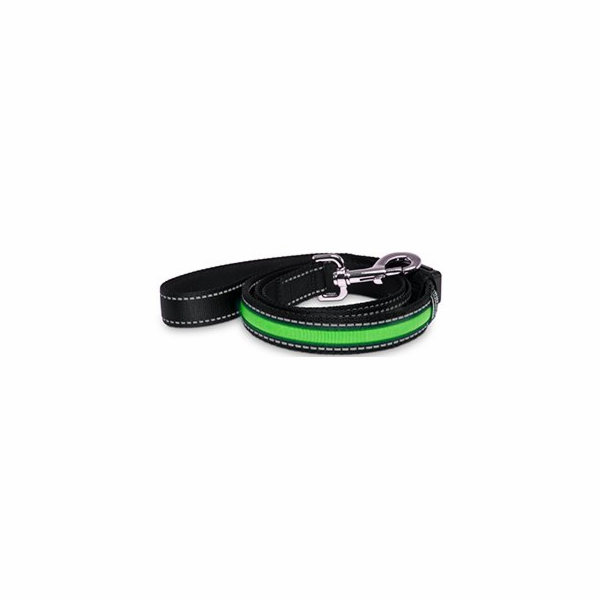 Flamingo LED nylonové vodítko zelené s USB nabíjením 120cm
