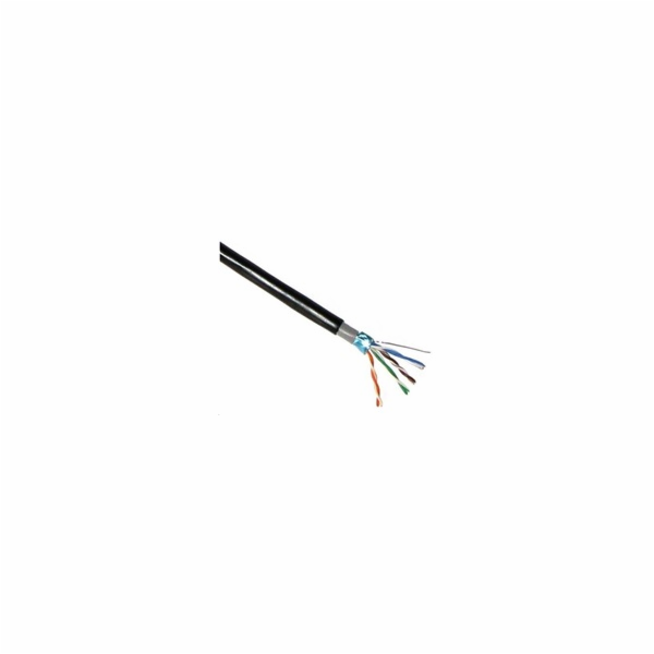 FTP kabel LYNX Cat5E, drát, dvojitý venkovní PE+PVC, čern...