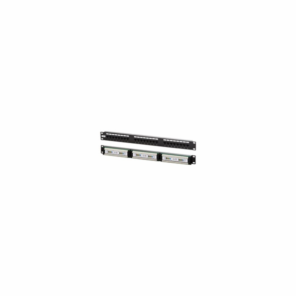 19" Patch panel XtendLan 24port, UTP, Cat5E, duální svork...