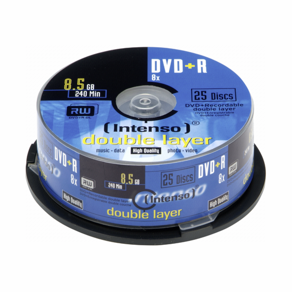 1x25 Intenso DVD+R 8,5GB 8x Speed, Double Layer Cakebox