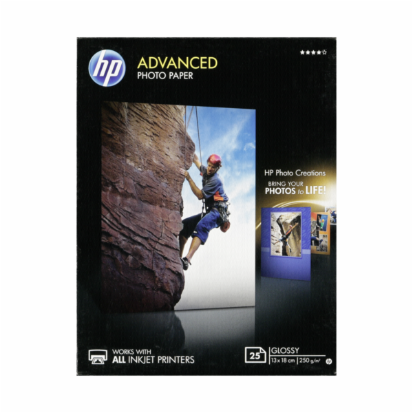 HP Advanced lesklý fotopapír 13x18 cm, 25 listu, 250 g Q8...