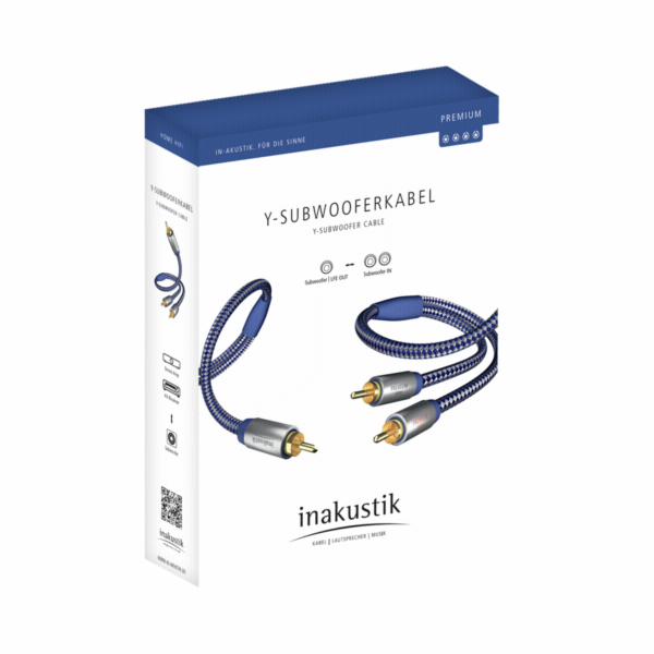 in-akustik Premium Y Subwoofer Kabel Cinch - 2x Cinch 5,0 m