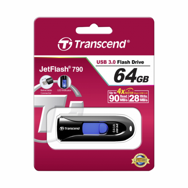 Transcend JetFlash 790      64GB USB 3.1 Gen 1, cerny TS6...