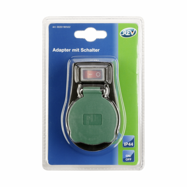 REV adapter s vypinacem IP44 cerno-zeleny