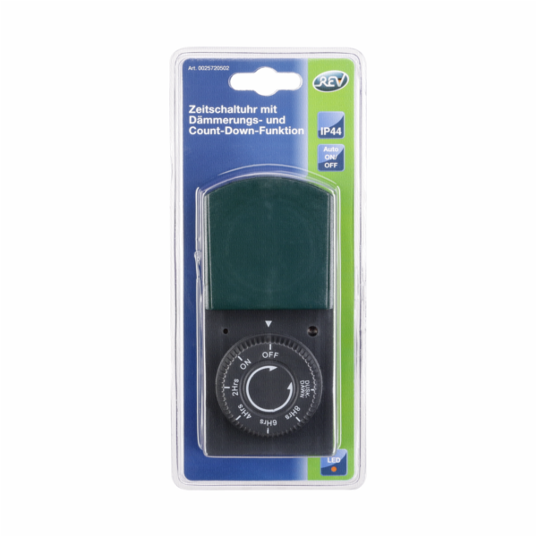 REV mechanicke spinaci hodiny IP44 cerno-zelene