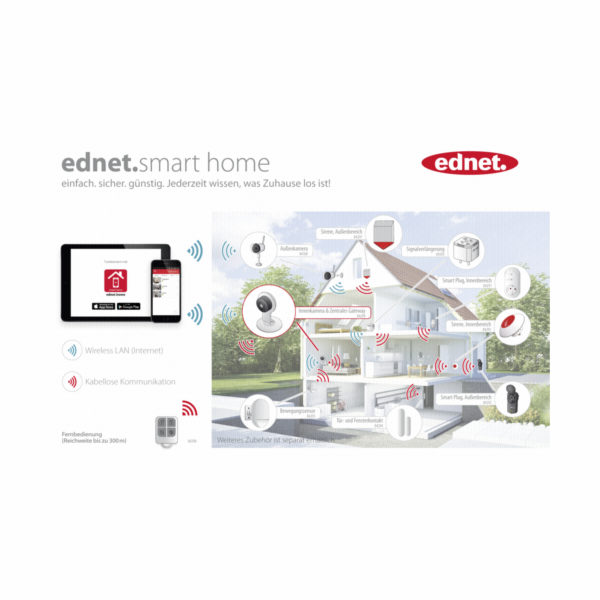 ednet.smart home alarm pro venkovní použití, vestavěná ba...