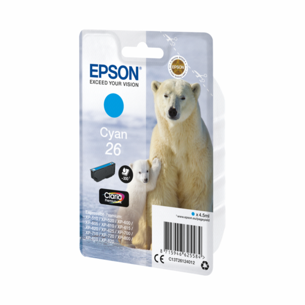 Epson 26 - 4.5 ml - azurová - originální - blistr - inkou...