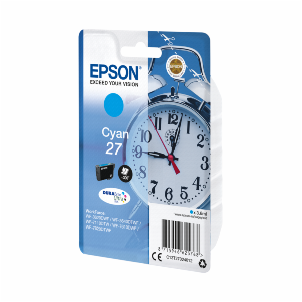 EPSON ink bar Singlepack ""Budík"" Cyan 27 DURABrite Ultr...