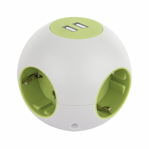 REV Kugelsteckdose Powerglobe w. USB white green
