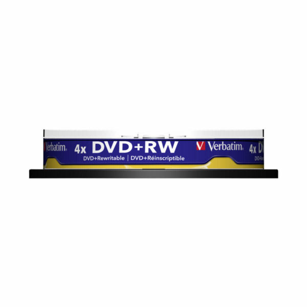 1x10 Verbatim DVD+RW 4,7GB 4x Speed, matny stribrna Cakebox