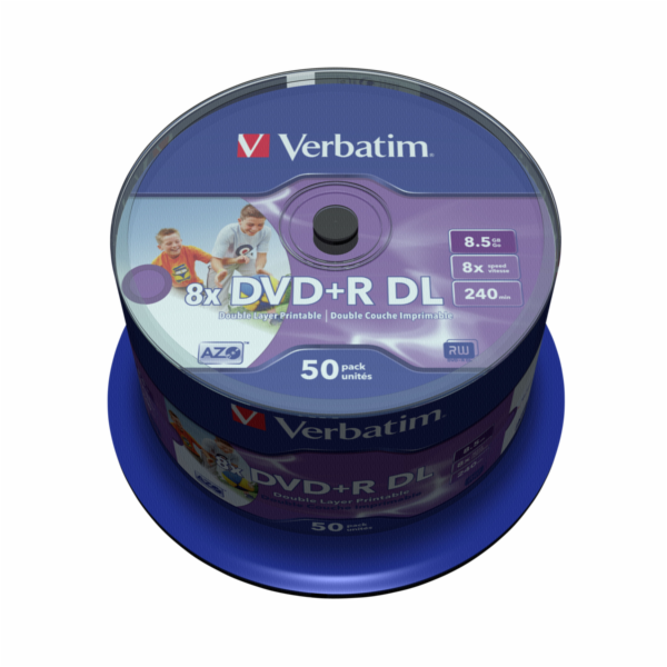 1x50 Verbatim DVD+R Double Layer 8x Speed, 8,5GB wide pri...
