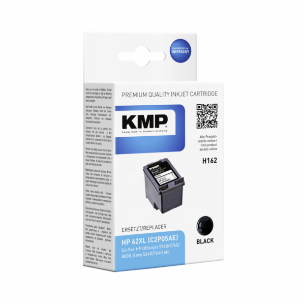 KMP H162 cartridge cerna kompatibil. s HP C2P05AE 62 XL
