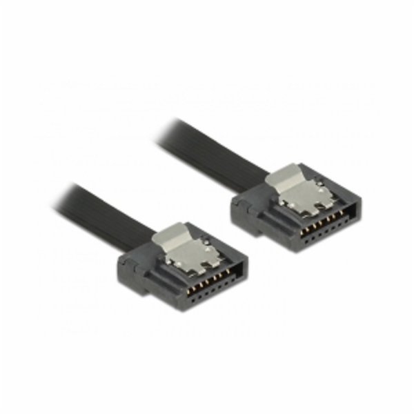 Delock kabel SATA FLEXI 6 Gb/s 20 cm černý kovová spona