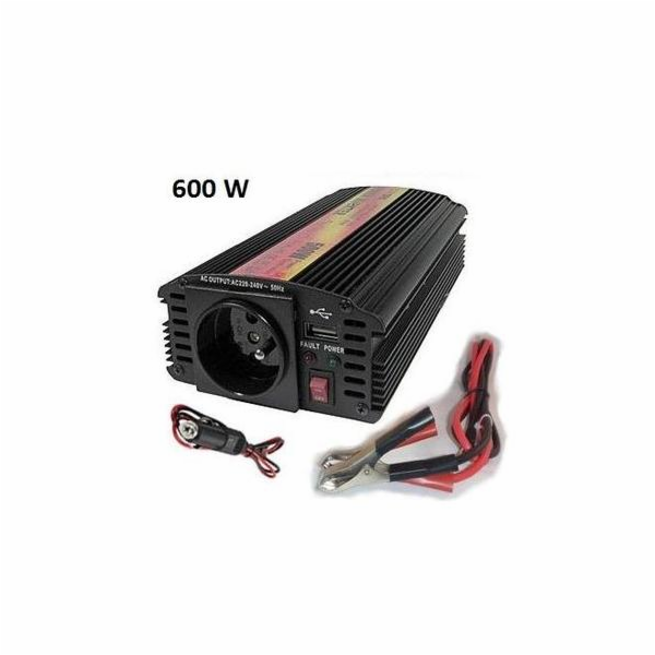 Měnič napětí Carspa CAR600U-122 12V/230V+USB 600W, modifi...
