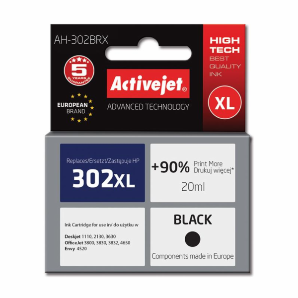 ActiveJet AH-302BRX, náhrada za HP 302XL, černá, 20ml; EX...