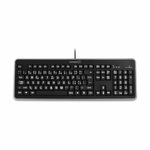 CONNECT IT Klávesnice CI-71 s LED podsvícením a VELKÝM fo...