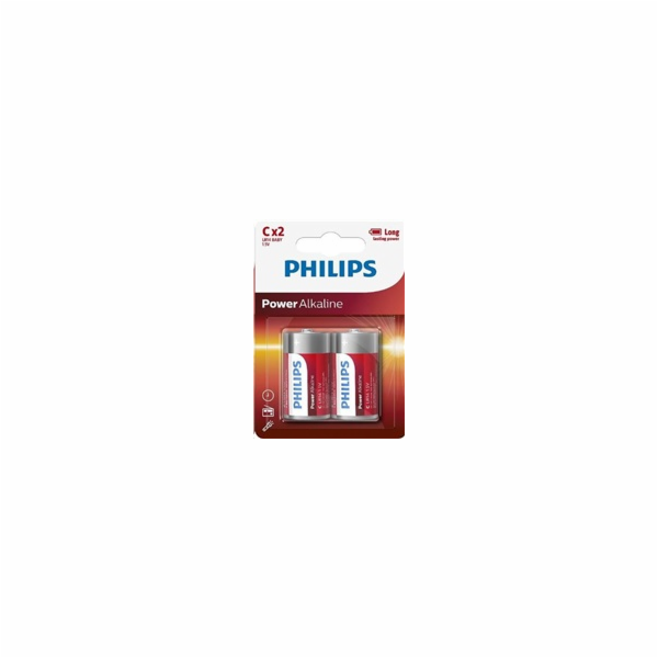 Philips baterie C PowerLife, alkalická - 2ks