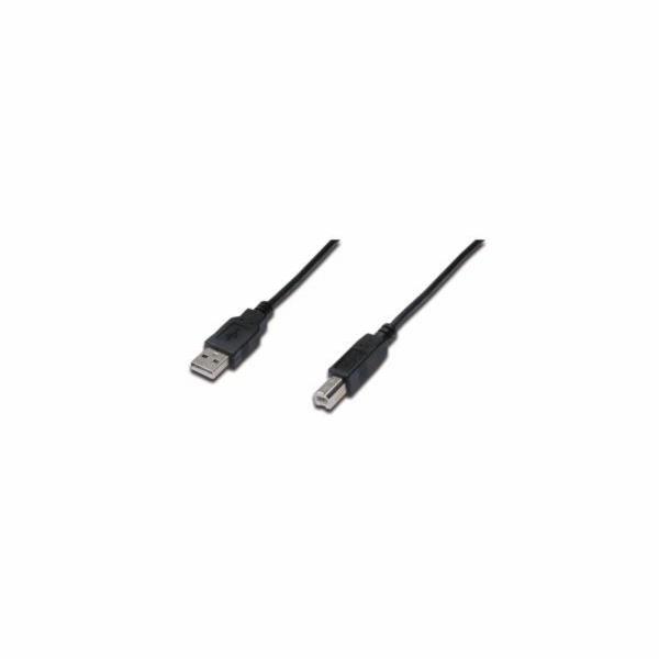 Digitus USB kabel A/samec na  B/samec, 2x stíněný, černý, 3m