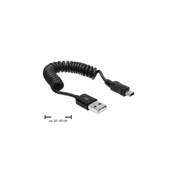 Delock kabel USB 2.0 A samec > USB mini samec, kroucený k...